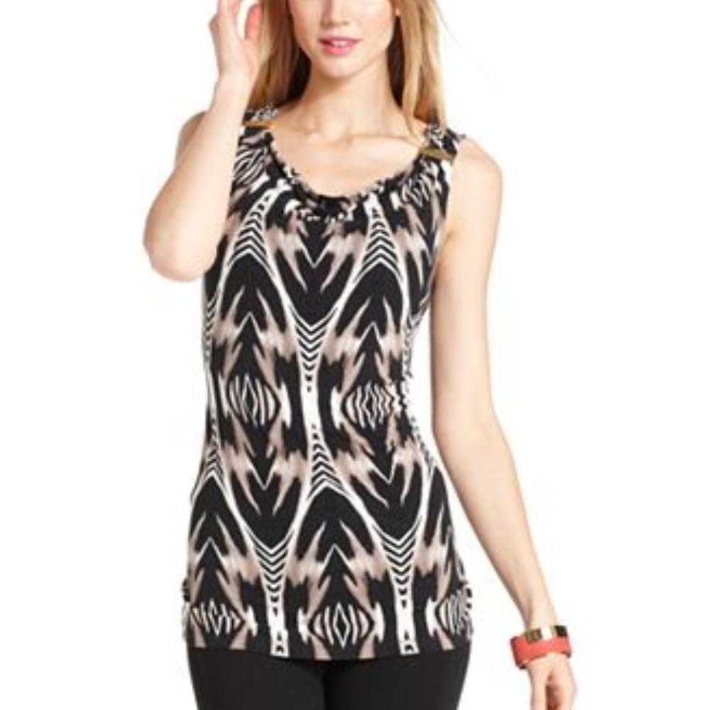 Vince Camuto Sleeveless Top w/Gold Metal Accents L - Picture 1 of 8